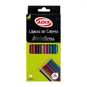 Lápices De Madera Metálicos Hexagonal 12 Colores Adix